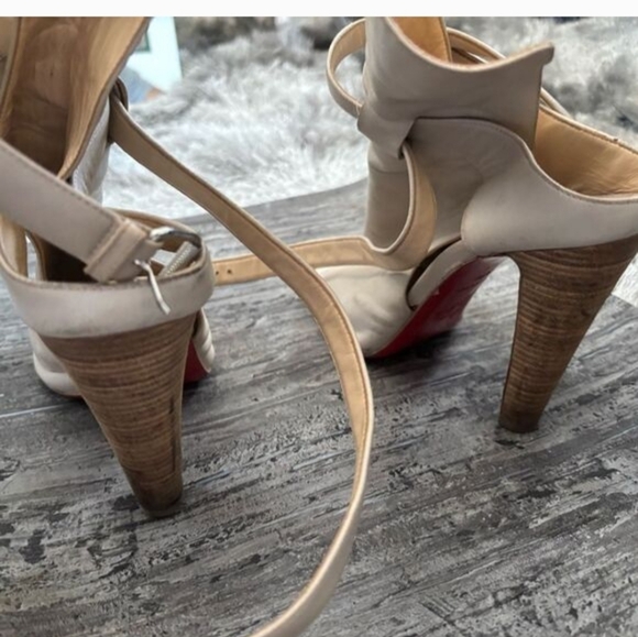 Christian Louboutin Hippik Nappa Booties Open Toe Heels 37.5 7.5 - Picture 6 of 8